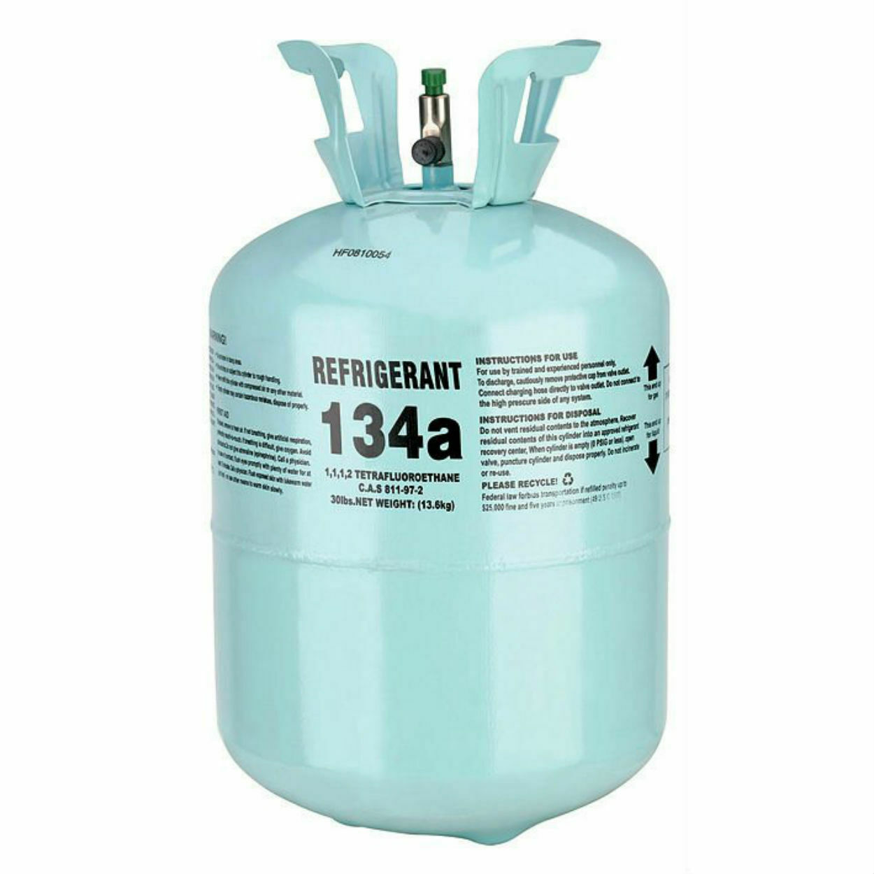 20kg R134a R134A R-134A Refrigerant 30 lb Cylinder Jug - wordwideparts.com